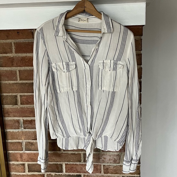 Linen Striped Tie Button Down - Picture 1 of 5